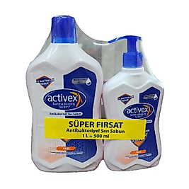 ACTİVEZ SÜPER FIRSAT ANTİNBAKTERİYEL SIVI SABUN 1 LT + 500 ML