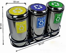 135 LT DÖNER KAPAKLI GERİ DÖNÜŞÜM SETİ PASLANMAZ ÜÇLÜ  ( KDV DAHİL )