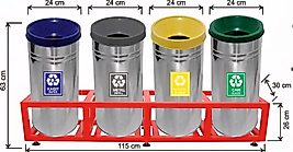 DÖRTLÜ GERİ DÖNÜŞÜM SETİ PASLANMAZ ( KDV DAHİL )
