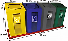 4 BÖLMELİ ŞEFFAF KIRILMAZ CAMLI BOYALI GERİ DÖNÜŞÜM SETİ ( KDV DAHİL )