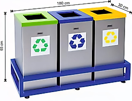 Geri Dönüşüm Çöp Kovası Paslanmaz 3'LÜ ( KDV DAHİL )