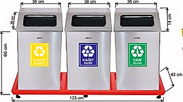 3 BÖLMELİ GERİ DÖNÜŞÜM SETİ MAT PASLANMAZ 79 LT ( KDV DAHİL )