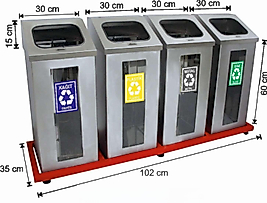 4 BÖLMELİ KIRILMAZ CAMLI MAT PASLANMAZ GERİ DÖNÜŞÜM SETİ ( KDV DAHİL )