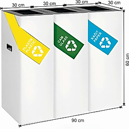 ÜÇLÜ GERİ DÖNÜŞÜM ÇÖP KOVASI ( KDV DAHİL )