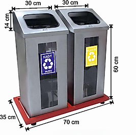 80 LT 2 BÖLMELİ ŞEFFAF CAMLI GERİ DÖNÜŞÜM SETİ ( KDV DAHİL )