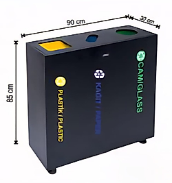 GERİ DÖNÜŞÜM GRUBU 3'LÜ BOYALI İÇ KOVALI (ÖZEL KAPAKLI) ( KDV DAHİL )