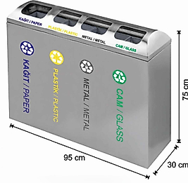 DÖRTLÜ GERİ DÖNÜŞÜM SETİ PASLANMAZ ( KDV DAHİL )