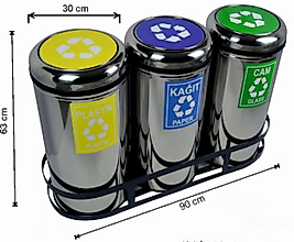 81 LT GERİ DÖNÜŞÜM SETİ DÖNER KAPAKLI PASLANMAZ ( KDV DAHİL )