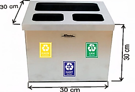 ODA TİPİ 3 BÖLMELİ GERİ DÖNÜŞÜM SETİ PASLANMAZ ( KDV DAHİL )