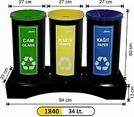 34 LT 3 BÖLMELİ GERİ DÖNÜŞÜM SETİ BOYALI ( KDV DAHİL )